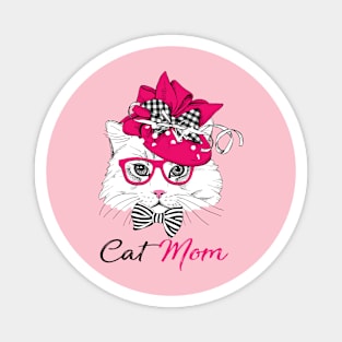 Cat mom pink Magnet